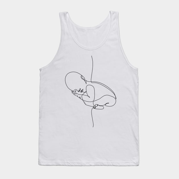 Newborn one  line art. Line drawing baby . Baby sleeping Tank Top by OneLinePrint